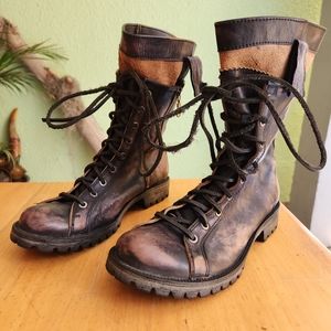 Bed Stu Link Boots Distressed Black Leather Size 7